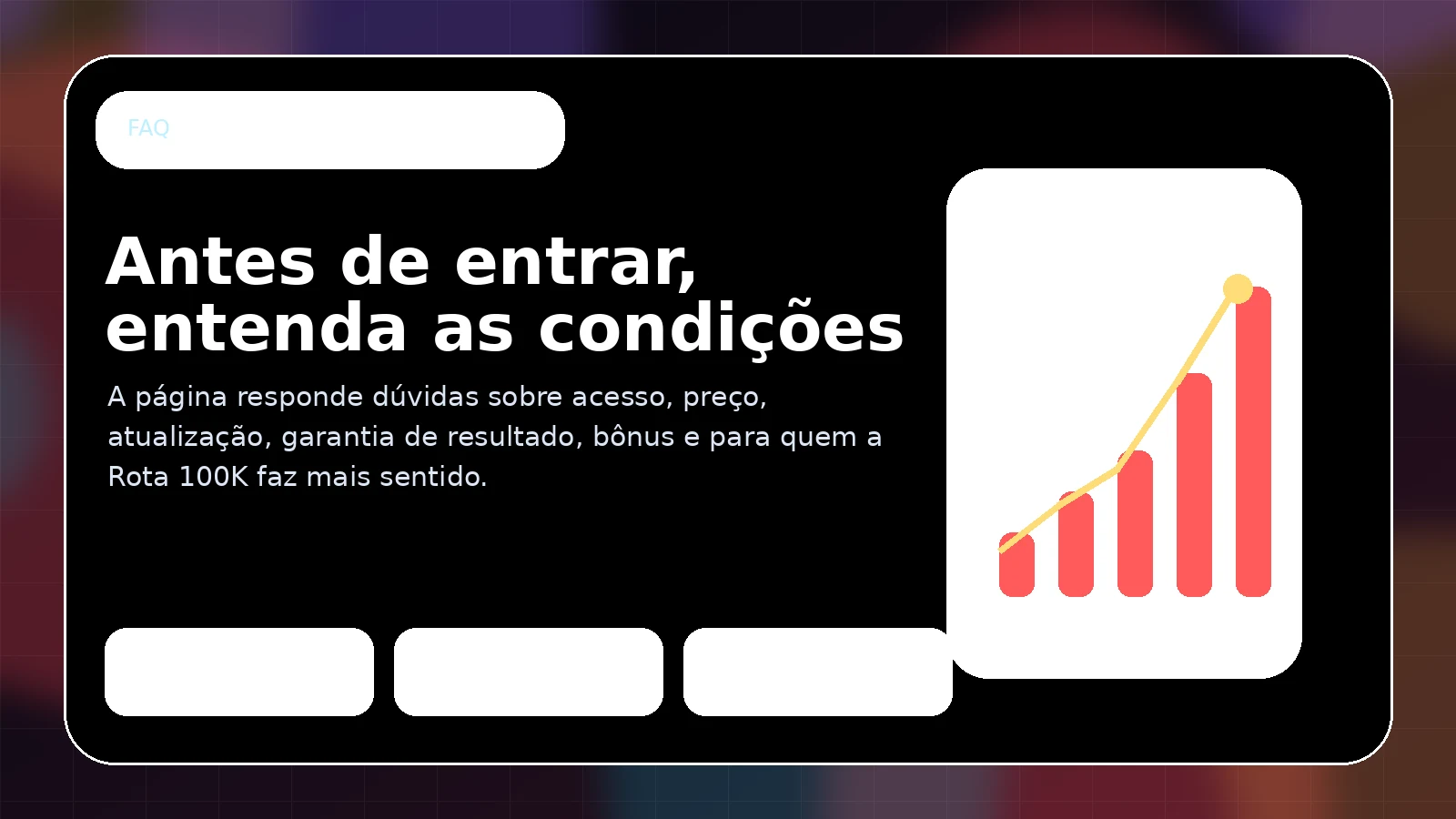 Perguntas frequentes da Rota 100K sobre acesso, bônus, preço, resultado, stories, ganchos virais e crescimento no Instagram